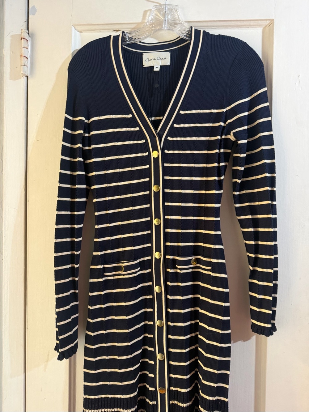 Cara Cara Marina Stripe Long Sleeve Midi Sweater Dress M - Picture 6 of 14